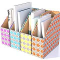 Colorful Paper Folders With Geometric Diamond Patterns Holding Books And Files
