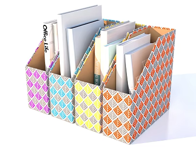 Colorful Paper Folders With Geometric Diamond Patterns Holding Books And Files 3d model