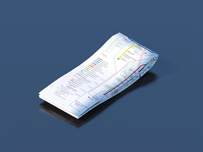 Unfolded Daily Life Map With Detailed Transport Routes And Stations 3d model
