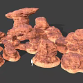 Geological Red Rock Structures Display With Miniature Figure For Scale Reference 3d model
