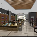 Modern Supermarket Department Store Interior With Shelves And Grocery Products