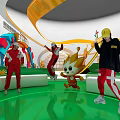 Colorful Children's Playground With Cartoon Characters Archway Rotating Equipment And Vibrant Decorations