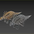 Yellow And Gray Dinosaur Models With Spiked Armor And Detailed Features