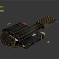 3D Model of Cosmic Space Station with Modular Platform and Metallic Structure Design 3d model