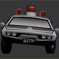 Cartoon Style Police Car With Red And White Siren Lights On Roof