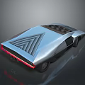 Silver Concept Sports Car with Black Roof Grille Rear Red Taillights Sleek Lines Futuristic Design