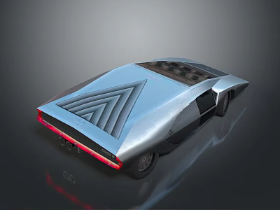Silver Concept Sports Car with Black Roof Grille Rear Red Taillights Sleek Lines Futuristic Design 3d model
