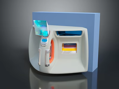 Modern Medical Equipment With Digital Display Control Buttons White Body Blue Screen And Orange Accents 3d model