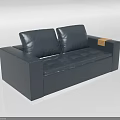 Modern Dark Gray Leather Two Seater Sofa with Comfortable Cushions and Simple Design 3d model