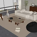 Quiet Chinese and ancient style sofa tea table combination multi-person sofa leisure chair floor lamp ornaments 3d model