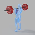 Man Lifting Barbell With Red Weight Plates Showing Skeleton In Transparent Body