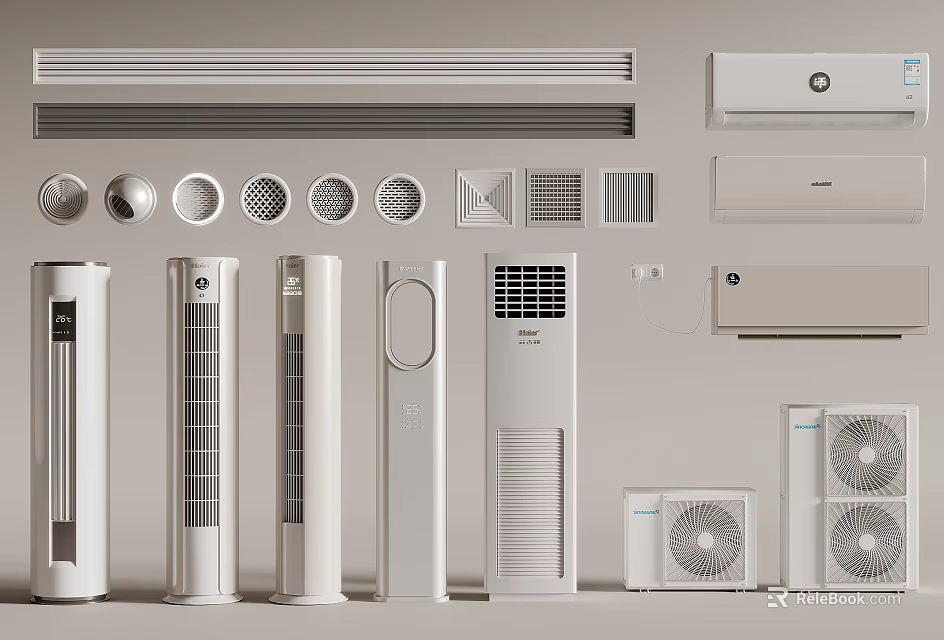 Various Types of Air Conditioners and Fans with Modern Design for Home Cooling Solutions 3d model 