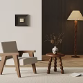 Modern Living Room Interior With Armchair Wooden Side Table Floor Lamp And Vase