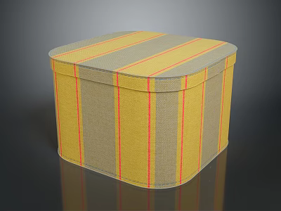 Striped Yellow And Gray Fabric Storage Box For Home Organization 3d model