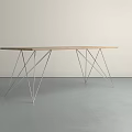 Modern Office Desk With Wooden Top And Geometric Metal Legs