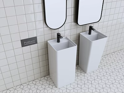 Column Basin Bathroom Wash Table Outdoor Wash Table Integrated Column Basin 3d model