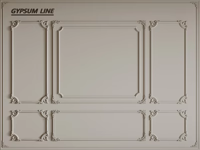 Decorative Gypsum Line Wall And Ceiling Panels With Elegant Patterns Design 3d model