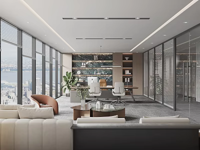 General Manager Office Desk Sofa Cabinet 3d model