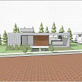Modern Detached Villa Exterior Design With Gray Concrete Walls Wooden Door Lawn And Stone Path
