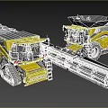 Modern Yellow Combine Harvesters With Large Header For Efficient Crop Harvesting 3d model