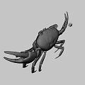 Realistic Brown Crab With Large Claws On Gray Background