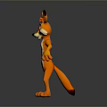 3D Animated Fox Game Movie Character With Orange Fur White Belly Large Ears Standing Pose