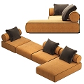 Casual Sofa Combination Casual Sofa Living Room Sofa Multi-Person Sofa Pillow Pillow Home Furniture Simple 3d model