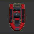 Red and Gray Inflatable Boat with Seats on Display Stand