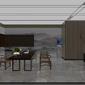 Modern Office Interior With Wooden Panel Walls Executive Desk Leather Sofa And Landscape Painting