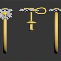 Elegant Gold Rings With White Daisy Flower Decorative Jewelry Design