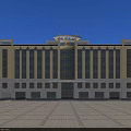 Modern Office Building Exterior With Yellow White Facade Large Windows And Spacious Plaza
