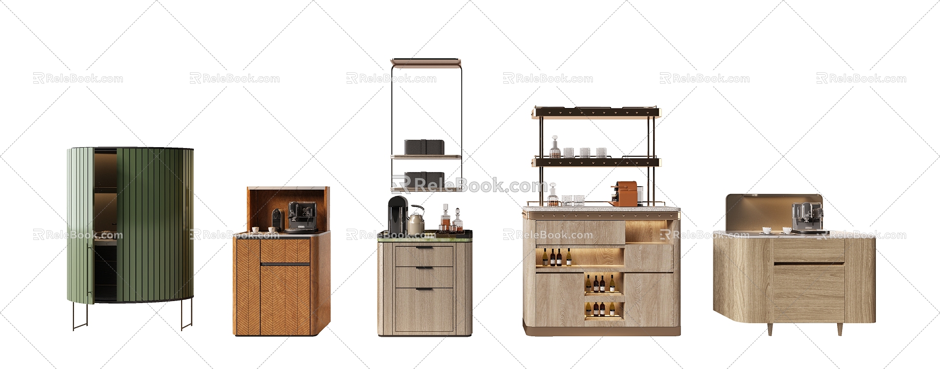 Minibar Cabinet Sideboard Luggage Rack Dining Bar 3d model