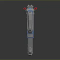 Blue And Gray Toy Gun With Futuristic Design Red Accents And Detailed Structure