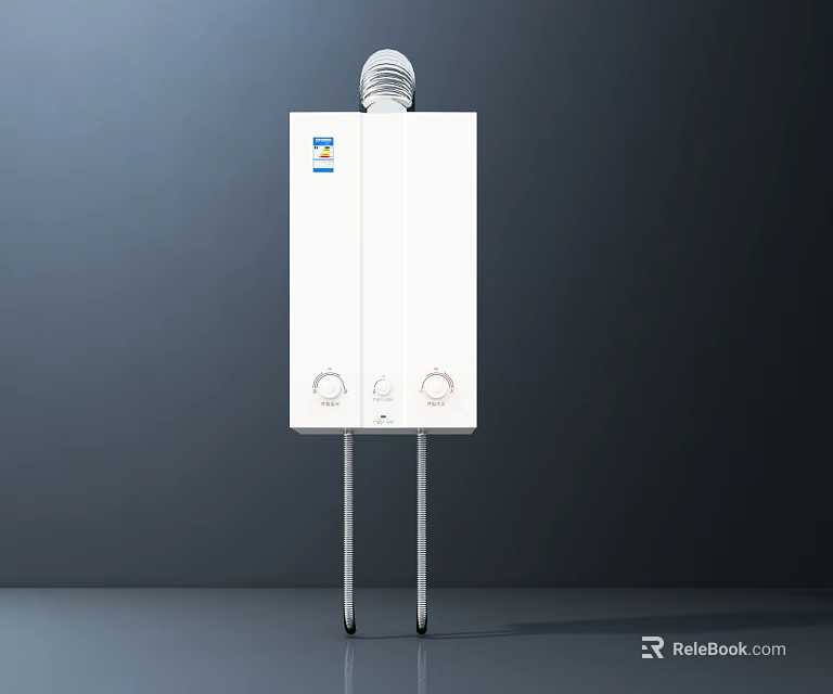 White Electric Water Heater With Two Control Knobs And Modern Design 3d model 