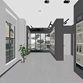 Modern Restaurant Interior With Marble Island Material Display Walls And Hanging Pendant Lights