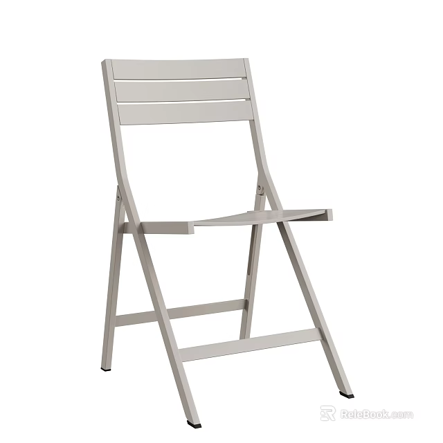Folding Leisure Chair Light Gray Metal Frame Simple Modern Design for Outdoor Indoor Use 3d model 