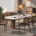 Elegant Dining Table Set With Marble Top Wooden Chairs Fresh Flowers And Fruit Bowl