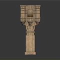 Classical Architectural Column With Intricate Carvings And Ornate Stone Structure