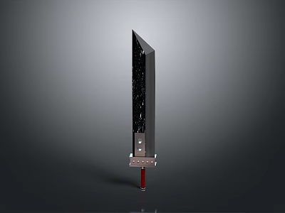 Black Metallic Sword With Red Hilt And Sleek Modern Design Features 3d model