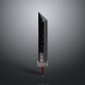Black Metallic Sword With Red Hilt And Sleek Modern Design Features