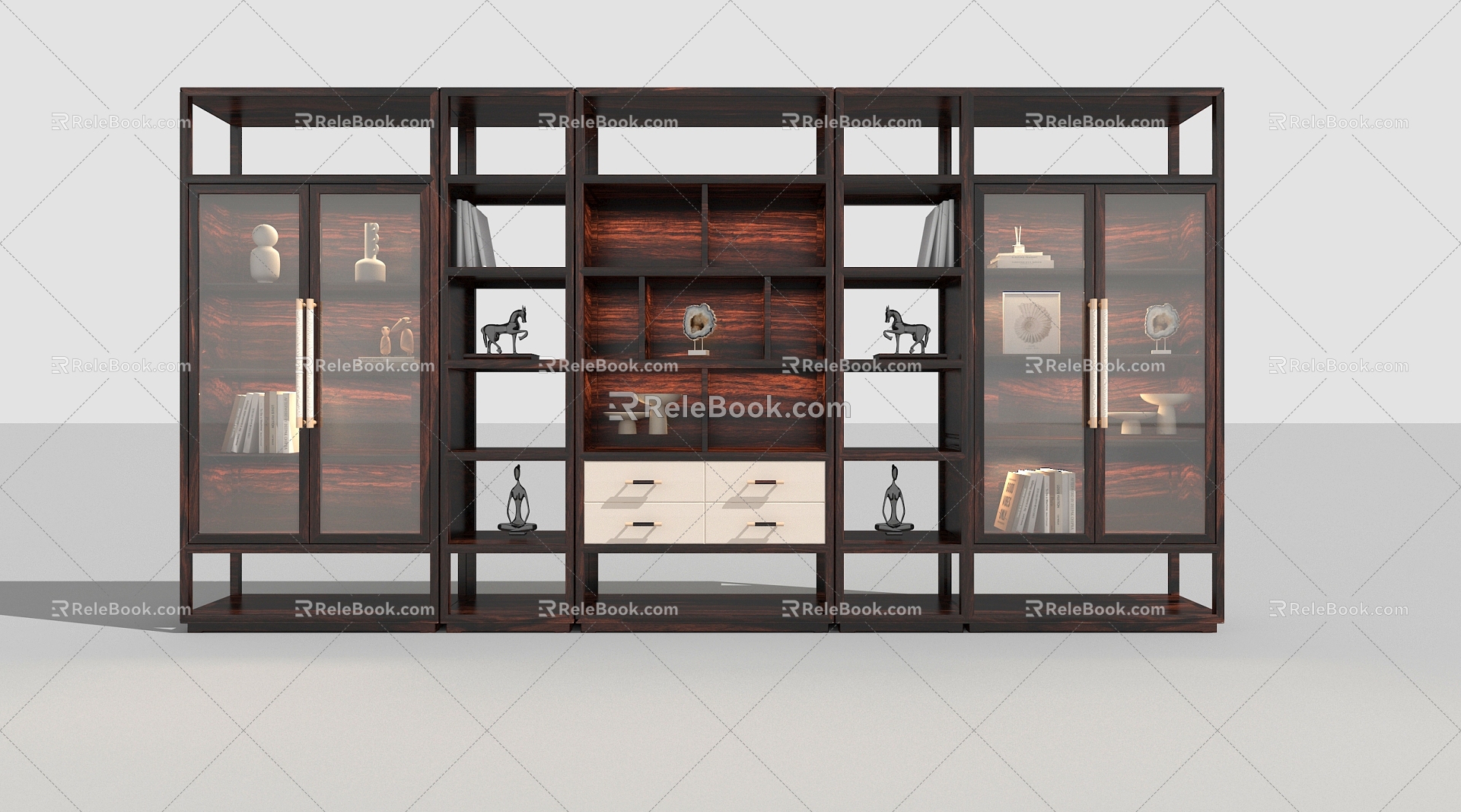 New Chinese Bookcase 3d model