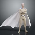 One Punch Man Saitama Character In Beige Outfit With White Cape