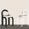 Modern Single Chair With Curved Frame And Circular Backrest In Black White Colors
