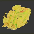 Agricultural Rice Harvester Machine With Cutting Blades And Red Components