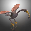 3D Rendered Flying Animal With Reddish Orange Wings Long Yellow Beak And Yellow Claws