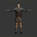 A Man in Armor with Arms Outstretched Standing Against Gray Background 3D Model Render 3d model