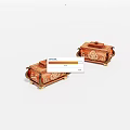 Two Exquisite Wooden Boxes With Intricate Carved Patterns And Golden Accents