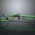 Green Rocket Launcher With Rocket Projectiles Detailed Design And Equipment 3d model