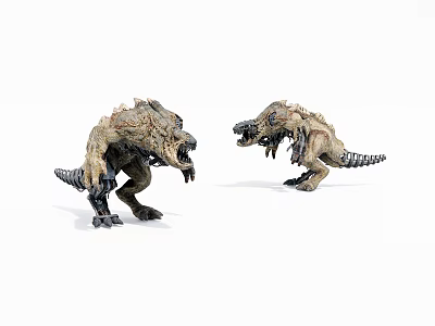 Fierce Dinosaur Toy Models With Sharp Teeth Claws And Aggressive Poses 3d model