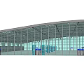 Modern Arc Shaped Building With Glass Facade Steel Structure And Multiple Entrances